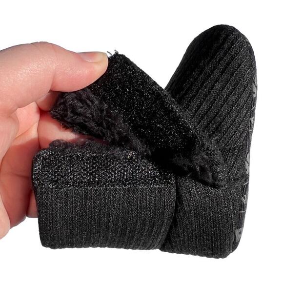myggpp Baby Infant Booties Ankle Boots with Bow Black Soft Sole Fleece Lined - Picture 6 of 9